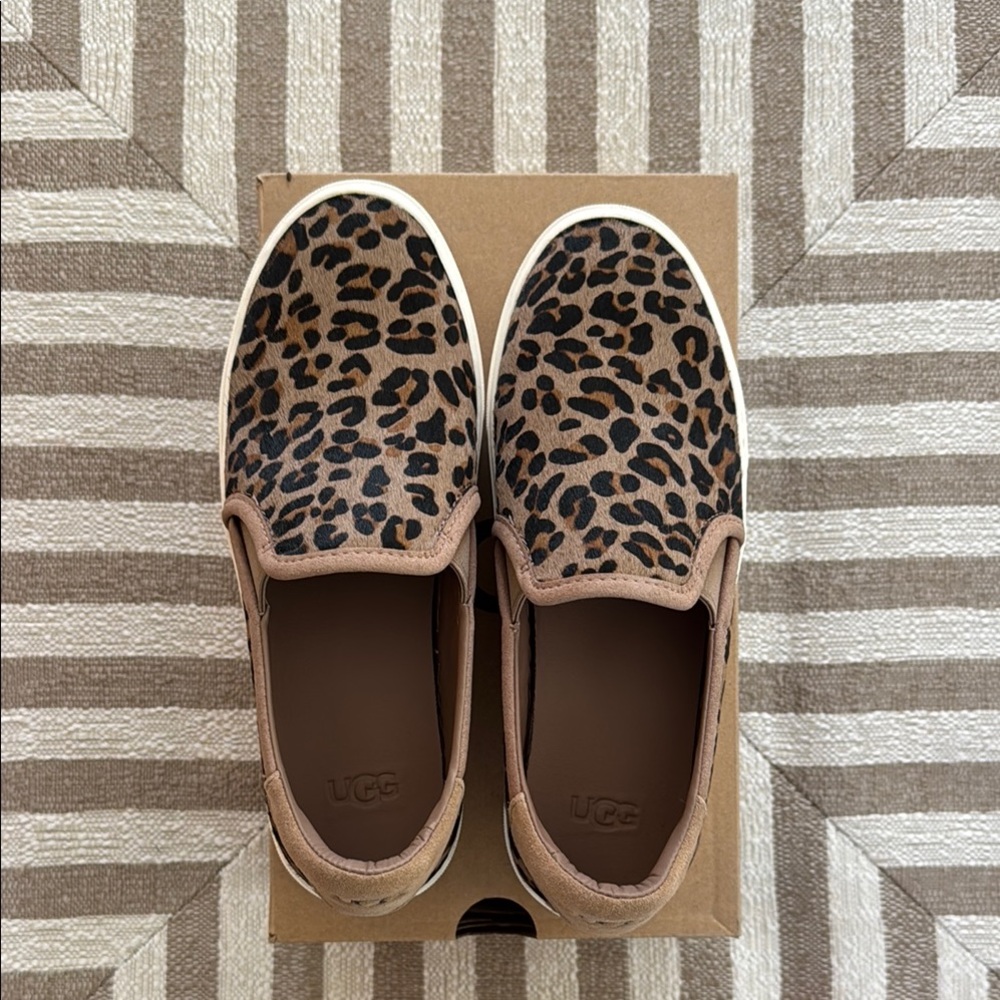 UGG Women's Jass Exotic Brown Leopard Slip-On Sneakers